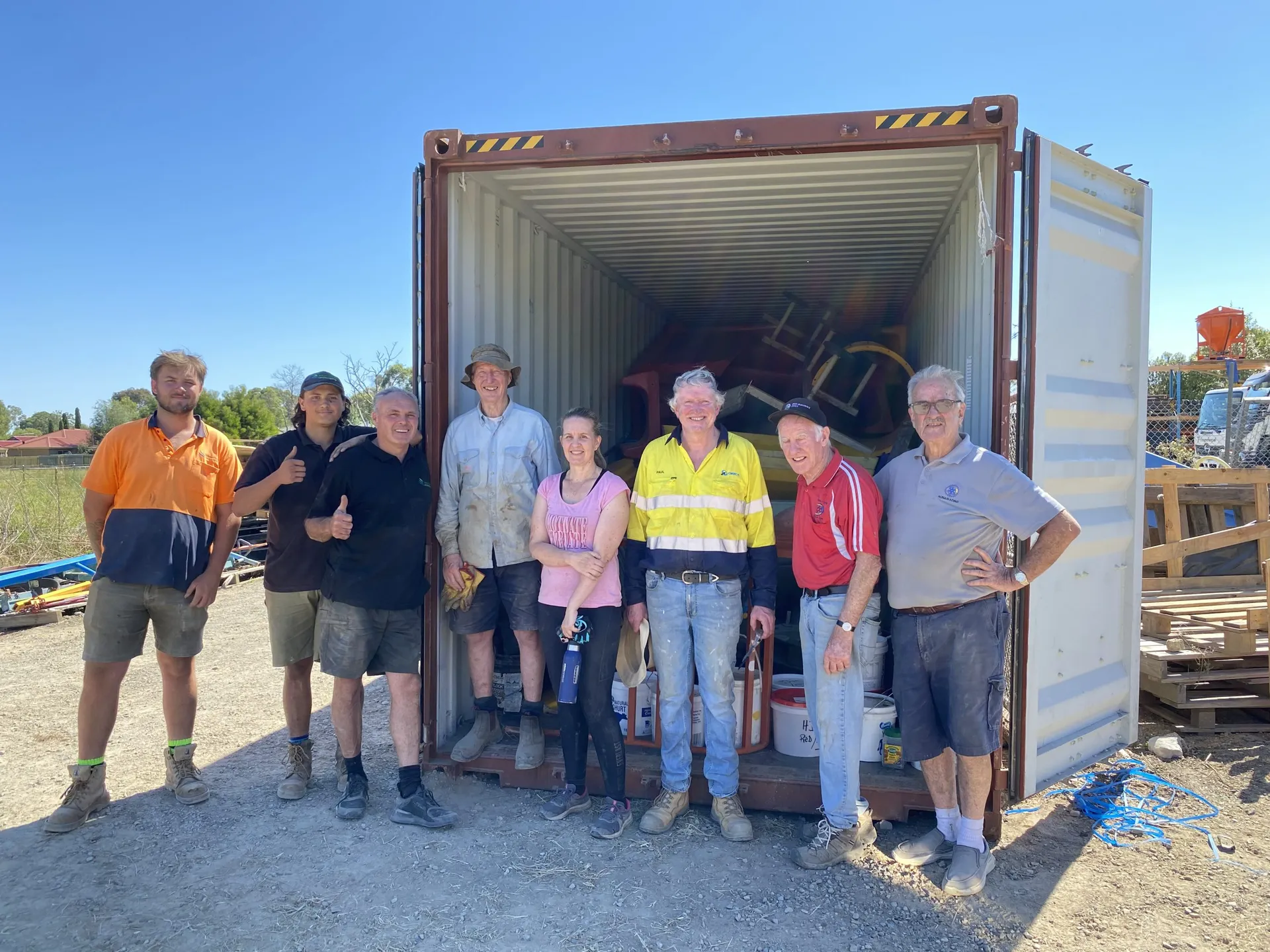 Yellowstone team loading recycled playground equipment for RORP
